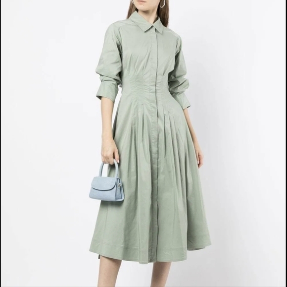 Jonathan SIMKHAI Jazz Poplin Midi Dress - Green -  threedaughtersproperties.com